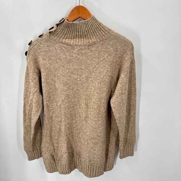 Anthropologie Margairta Tan Button Mock Neck Tunic Sweater // XS - Picture 10 of 10